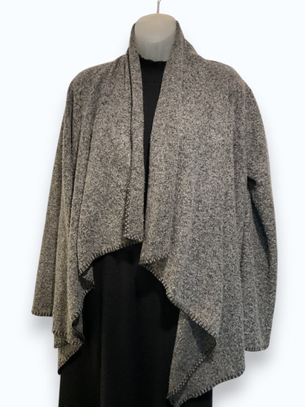 Bailey 44 Gray Wool Waterfall Cardigan Open Front Draped Sweater S Lagenlook